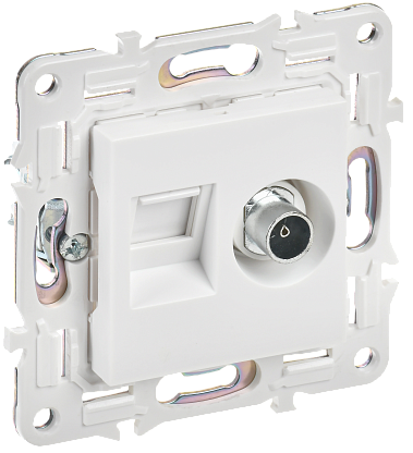 Изображение товара Розетка двойная TV+RJ45 категория 5E SK-A14W арктический белый SKANDY