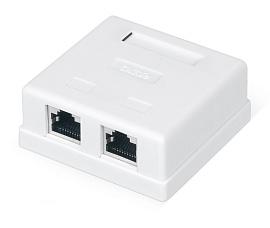 Розетка компьютерная RJ-45 категория 5e экранированная двойная внешняя Dual IDC белый WRline WR-WS-8P8C-C5E-SH-2