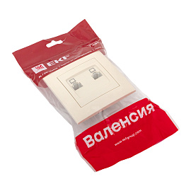 Розетка RJ45+RJ45 компьютерная Валенсия скрытой установки в сборе кремовый EWK02-035-20 EKF PROxima