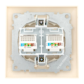 Розетка RJ45+RJ45 компьютерная Валенсия скрытой установки в сборе кремовый EWK02-035-20 EKF PROxima