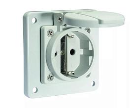 Розетка встраиваемая Schuko 16A 3п(2P+PE) 250В, IP54 фланец 75x75 Quick-Connect серая Bals 71109