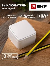 Выключатель одноклавишный Минск открытой установки 10А белый EGV10-021-10 EKF