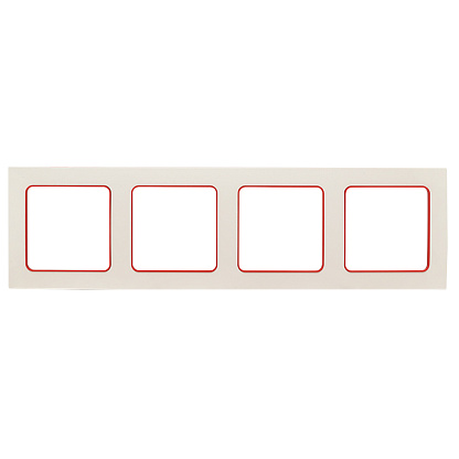 Изображение товара Рамка для розеток и выключателей 4 поста Стокгольм белая с красной линией
