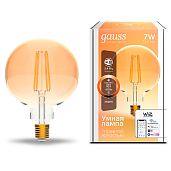 Лампа светодиодная 7 Вт E27 G95 2500K 740Лм диммируемая LED Шарообразная Smart Home 1320112 GAUSS