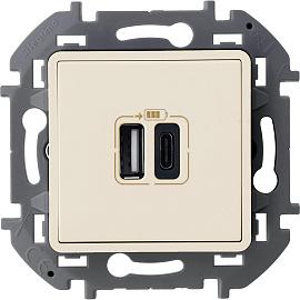 Зарядное устройство с 2USB INSPIRIA скрытой установки тип A+C 240В/5В 3000мА слоновая кость 673761 Legrand