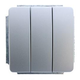 Механизм выключателя  трехклавишного С1В3-004  (матовое серебро)   Gusi Electric