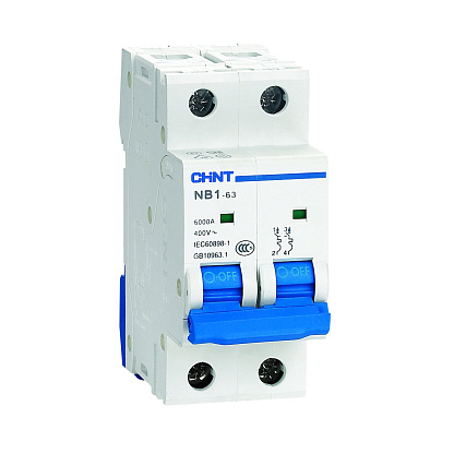 Изображение товара Выключатель автоматический 2А 2П двухполюсный характеристика C (DB) (DB) (R) 6кА NB1-63 179659 CHINT