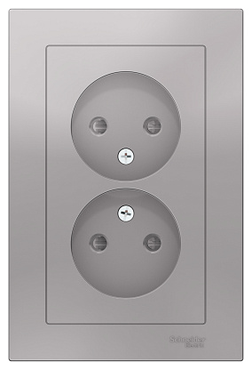 Изображение товара Двойная розетка Systeme Electric AtlasDesign без заземления с шторками 16А