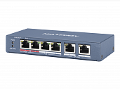Коммутатор неуправляемый Hi-PoE (100M PoE, Dual Uplink, L2) 4-портовый DS-3E0106HP-E HikVision