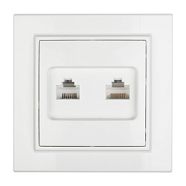 Розетка RJ45+RJ11 компьютерная+телефонная Минск скрытой установки в сборе белый ERK00-135-10 EKF