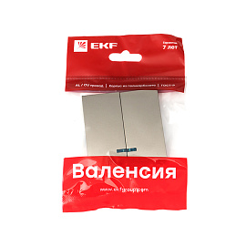 Лицевая панель для выключателя двухклавишного Валенсия с индикацией 10А кашемир ESV10-L-123-40 EKF PROxima