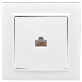 Розетка RJ45+RJ11 компьютерная+телефонная Минск скрытой установки в сборе белый ERK00-135-10 EKF