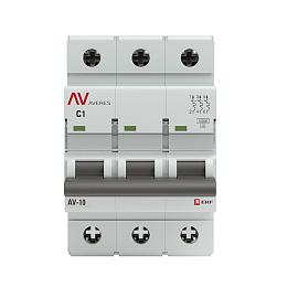 Выключатель автоматический 1А 3П трехполюсный C 10kA AV-10 AVERES mcb10-3-01C-av EKF