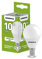 Лампа LED G45 шар 10Вт 230В 4000К E14 GENERICA LL-G45-10-230-40-E14-G IEK
