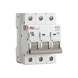 Выключатель автоматический 32А 3П трехполюсный C 6kA AV-6 AVERES mcb6-3-32C-av EKF