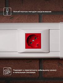 Розетка 45х45 PRO, с заземлением, красная , 45 град E6MR16-028-70-45 EKF