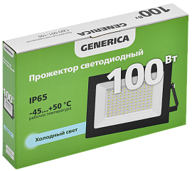Прожектор светодиодный 100Вт СДО 001-100 8000Лм 6500К IP65 черный LPDO501-100-65-K02-G GENERICA