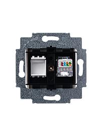 Розетка RJ45 компьютерная кат. 5e и заглушка LEVIT скрытой установки механизм с накладкой кофе макиато 2CHH295117A6018 ABB