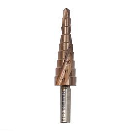 Сверло ступенчатое по металлу 4-12мм (9ступ) Hilberg (Р6М5) HSS-COBALT, ST0412