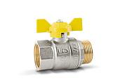 Кран шаровой латунный для газа ДУ 25мм 1" ВР/НР бабочка LD Pride 47.25.В-Н.Б GAS
