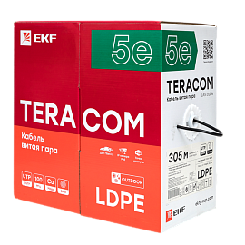 Витая пара TERACOM Cat.5E U/UTP 4 п. solid внеш. LDPE черн. (305м) TRC-5EUTP-04PE-BK-OUT3