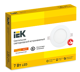 Светильник светодиодный встраиваемый ДВО LED 7Вт 1601 3000К IP20 белый круг LDVO0-1601-1-7-K01 IEK