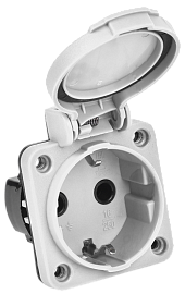 Розетка панельная SCHUKO РП13-3 с крышкой IP54 серый MAGNUM  PSN71-016-3-2-54-K03 IEK