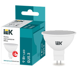 Лампа светодиодная 9 Вт GU5.3 MR16 4000К 810лм матовая 230В рефлекторная LLE-MR16-9-230-40-GU5 IEK