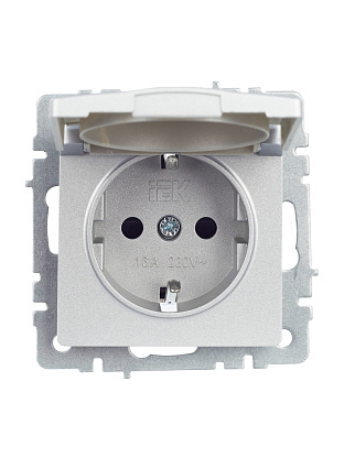 Изображение товара Розетка с заземляющим контактом IP20 для внутренней установки 16А алюминий IEK BRITE BR-R16-16-K47