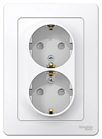Изображение товара Розетка двойная BLANCA скрытой установки с заземлением со шторками 16А 250В в сборе белый BLNRS001121 Systeme Electric