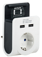 Адаптер Т-02/01 1 место 2P+PE 16А 2хUSB 2,4А с подставкой белый WTP11-16-01-Z-K01 IEK