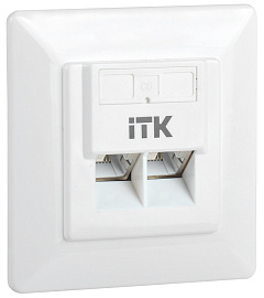 Розетка RJ45+RJ45 компьютерная внутренняя кат.6 FTP 2 порта белый CS2-1C06F-2-1 ITK