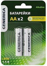Батарейка (элемент питания) щелочная Alkaline LR06/АА (2шт/блистер)  ABT-LR06-ST-L02-G GENERICA