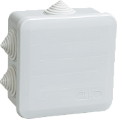 Коробка КМ41255 распаячная для о/п 100х100х50 мм IP44 (RAL7035, 6 гермовводов, защелкивающаяся крышк
