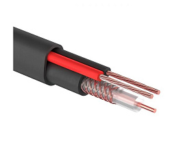 Кабель комбинированный КВК-П-1,5  2x0.75 мм2 75 Ом, outdoor черный Eletec (224м)