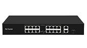 Коммутатор GIGALINK, неуправляемый, 16 PoE (802.3af) порта 10/100Мбит/с до 250м 2 RJ45, 1 SFP GL-SW-F005-16P