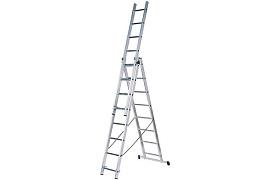 Лестница трехсекционная 3х7 ступеней, 2,02-4,76 м; алюминий FIT 65432