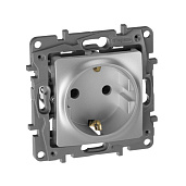 Изображение товара Розетка одноместная Etika с заземлением 16А алюминий 672421 Legrand