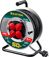 KRAFTOOL КГ 315, 50 м, 3700 Вт, 4 гнезда, IP44, КГ 3х1.5 мм² удлинитель на катушке 55085-50