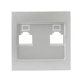Лицевая панель для розетки RJ45+RJ45 компьютерной Валенсия сталь ESK02-L-035-30 EKF PROxima