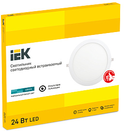 Светильник светодиодный встраиваемый ДВО LED даунлайт 24Вт 1609 4000К IP20 белый круг LDVO0-1609-1-24-4000-K01 IEK
