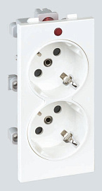 Розетка двойная Connect с ЗК Schuko, белый 16А CIMA-модуль 52x108 мм. S1-9 Simon