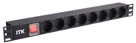 Блок розеток PDU 8 розеток немецкий стандарт, с LED выключателем, 1U, без шнура, вход С14 PH12-8D3 ITK