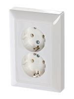 Розетка двойная с заземлением альпийский белый Basic 55 2014-0-1462 ABB