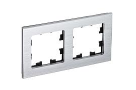 Рамка для розеток и выключателей 2 поста Atlasdesign Nature металл серебро ATN312102 Schneider Electric