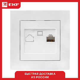 Розетка RJ45 компьютерная Валенсия скрытой установки в сборе белый EWK01-035-10 EKF PROxima