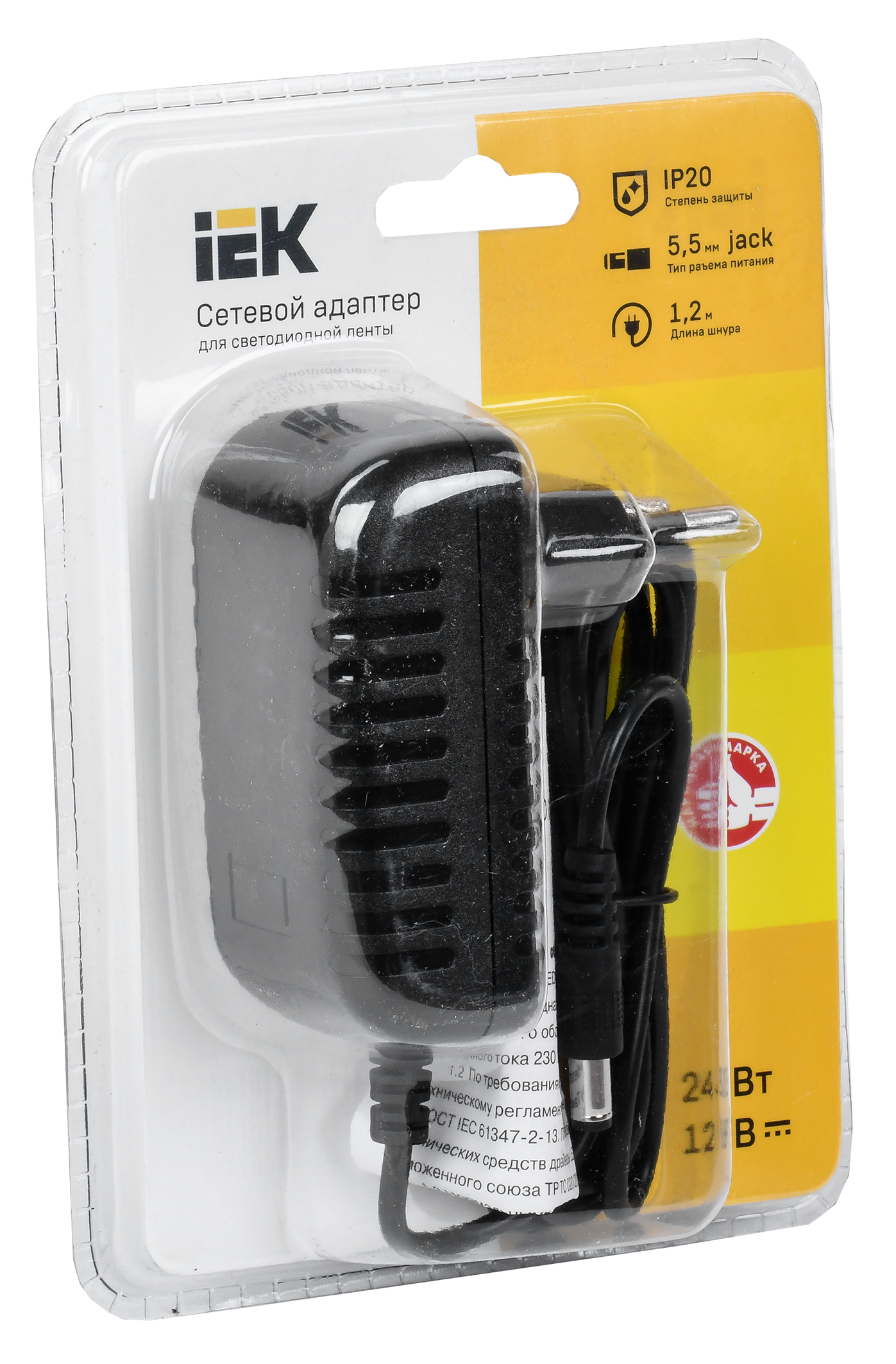 Драйвер LED ИПСН 24Вт 12 В адаптер -JacK 5,5 мм IP20 IEK-eco LSP2-024-12-20-11 IEK