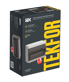 Бокс пластиковый КМПн-24 IP65 навесной TEKFOR черн. прозр. дверь 410х300х153 TF5-KP72-N-24-65-K03-K02 /уп.1шт/ IEK