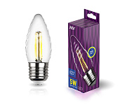 Лампа светодиодная 5 Вт E27 TC37 2700К 515Лм прозрачная 230В свеча витая филаментная DECO Premium 32426 3 REV