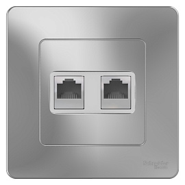 Розетка  RJ45+RJ45 компьютерная BLANCA скрытой установки кат.5e в сборе  алюминий BLNIS045453 Schneider Electric